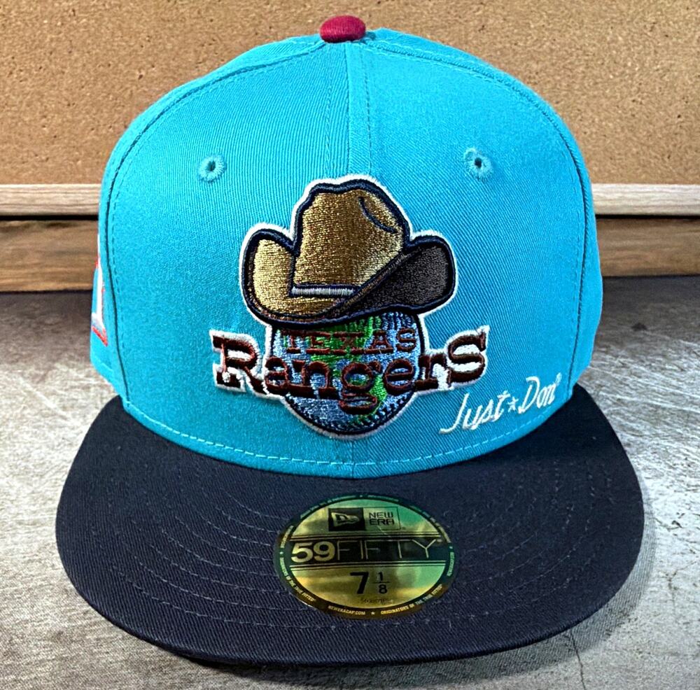 Exclusive New Era 59FIFTY Texas Rangers “Just Don” MLB Fitted Cap Hat Size 7 1/8